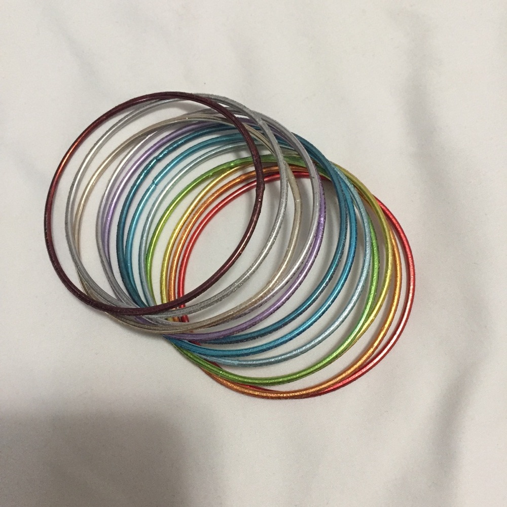 Rainbow Glitter Bangle Set